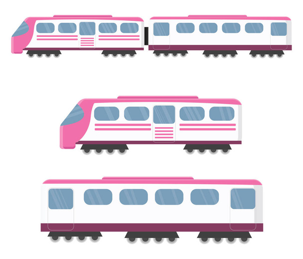 Tren rosa, ilustración, vector sobre fondo blanco. - Vector, imagen