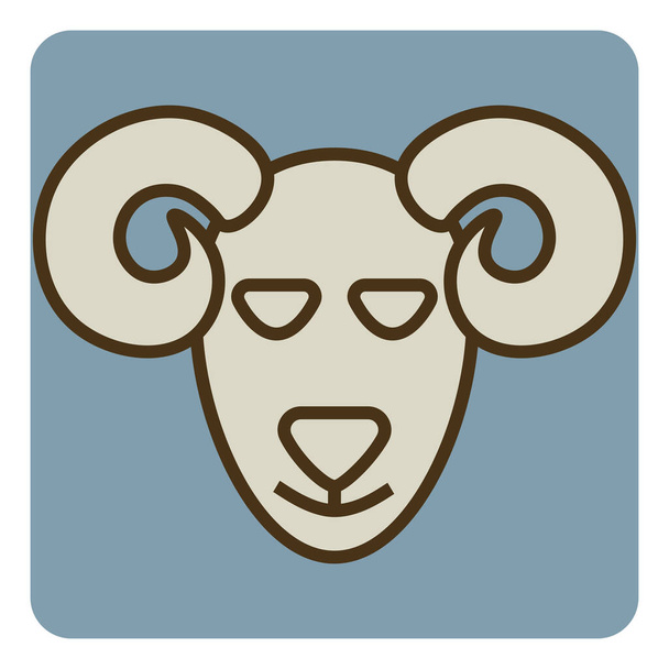 Cabeza de carnero marrón, ilustración, vector, sobre un fondo blanco. - Vector, imagen