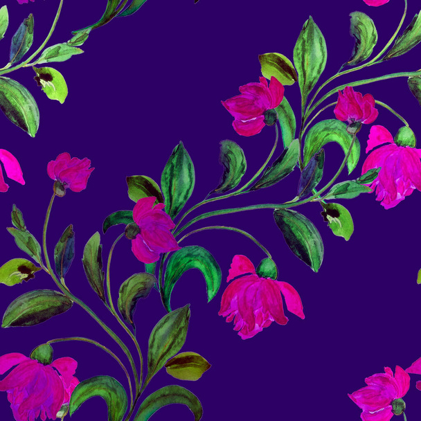 Watercolor seamless pattern with flowers. Vintage botanical art. Watercolor floral design. Wedding flower set.  - Fotó, kép