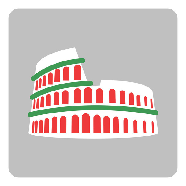 Italian colosseum, illustration, vector, on a white background. - Vector, Image