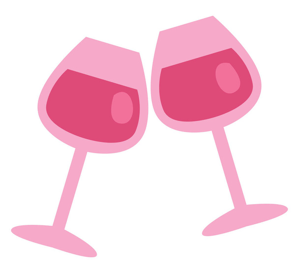 Two wine glasses, illustration, vector, on a white background. - Vector, Image