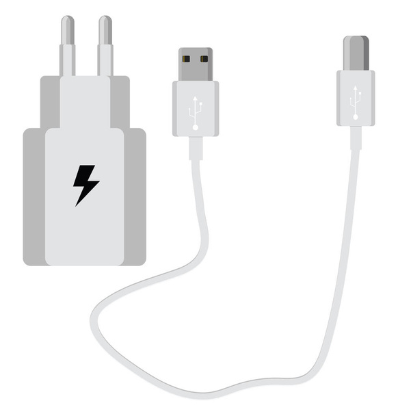 Phone charger, illustration, vector on white background. - Vector, Image