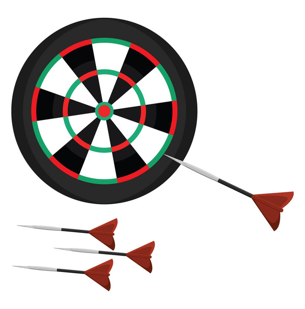 Dart board and arrows, illustration, vector on white background. - Vetor, Imagem