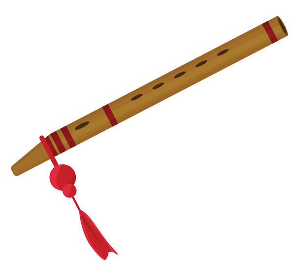 Flauta de madera, ilustración, vector sobre fondo blanco. - Vector, imagen