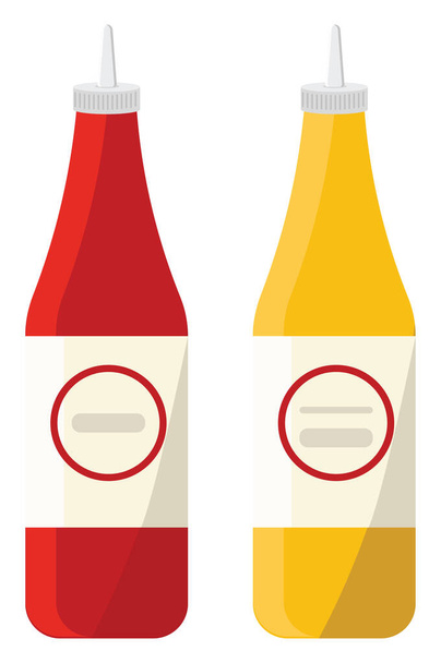 Sauce fles, illustratie, vector op witte achtergrond. - Vector, afbeelding