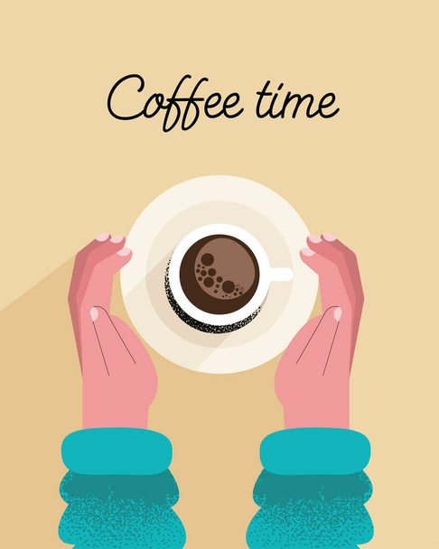 hands with coffee drink - Vector, Image