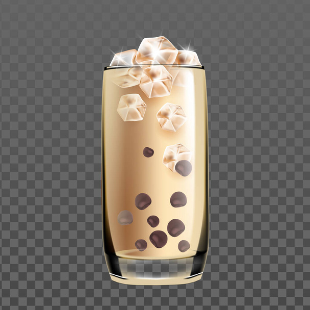 Παγωμένο κρύο ποτήρι καφέ ποτό με σοκολάτα διάνυσμα - Διάνυσμα, εικόνα