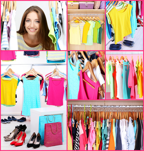 Girl choosing cloth, collage - Fotografie, Obrázek