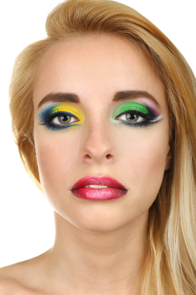 Beautiful woman with bright make-up, close up - Foto, Imagen