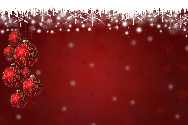 Snowflake and Christmas Baubles Background - Photo, Image