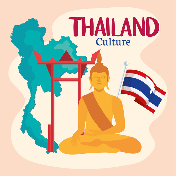 buddha e iconos de Tailandia - Vector, Imagen