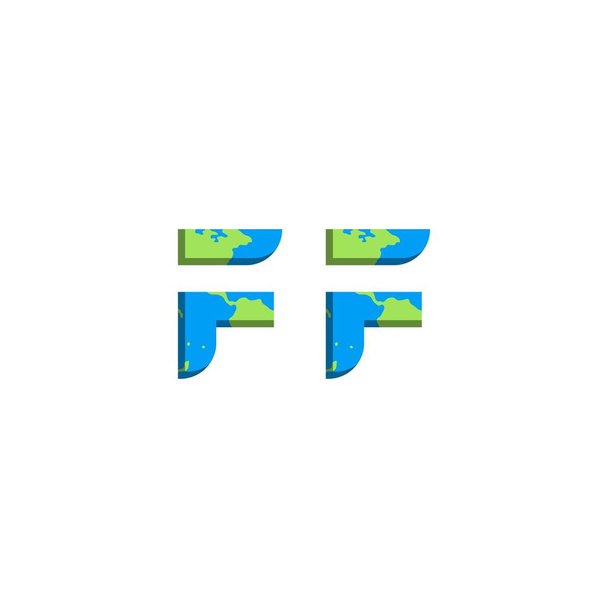 Diseño inicial del logotipo de FF con estilo de mapa del mundo, logotipo de marca comercial. - Vector, imagen