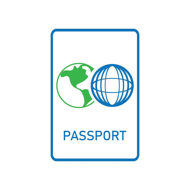 Pasaporte Icono Vector Logo Templat - Vector, Imagen