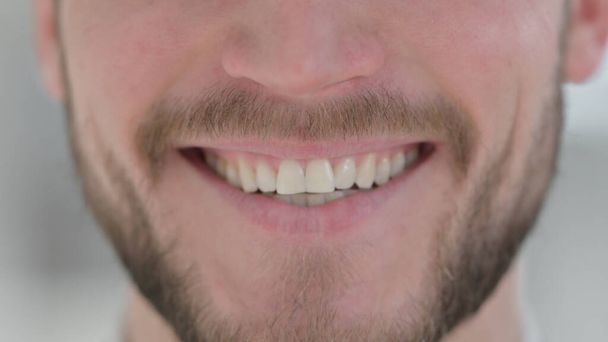 Close up of Mouth of Smiling Businessman - Photo, Image