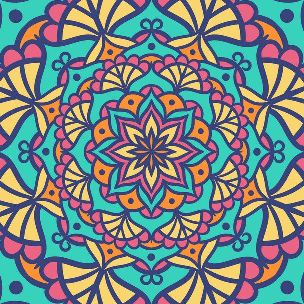 Ethnic Mandala Στρογγυλό μοτίβο στολισμού με πολύχρωμο, Mandala διάνυσμα φόντο, Διακοσμητικό μοτίβο - Διάνυσμα, εικόνα