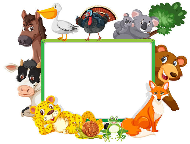 Порожній банер з різними ілюстраціями диких тварин
 - Вектор, зображення