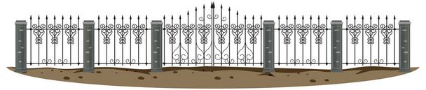 Gotická kovová brána na bílém pozadí ilustrace - Vektor, obrázek