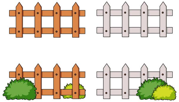 Ensemble de différentes clôtures isolées sur fond blanc illustration - Vecteur, image