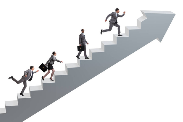 Empresários escalando carreira escada no conceito de negócios - Foto, Imagem