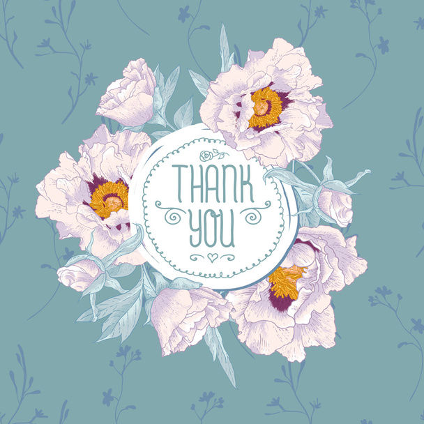 Vintage greeting card with blooming flowers - Vector, Imagen