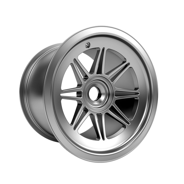 Polished chrome rim wheel on white - Photo, Image