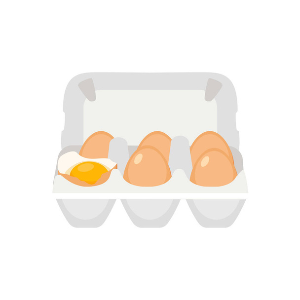 Chicken eggs. Fresh brown eggs in paper box raster illustration - Foto, afbeelding