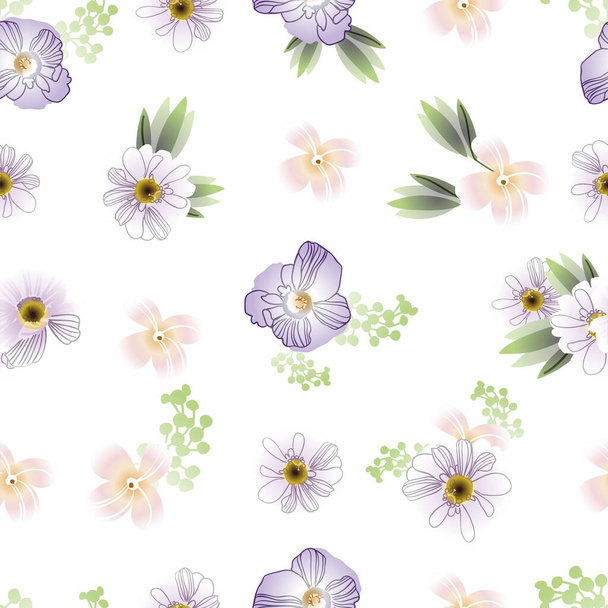 Seamless pattern with beautiful floral elements - Vettoriali, immagini
