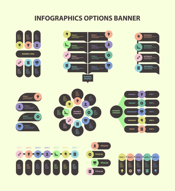 Infographics. Set of vector templates for business presentations. - Vector, Image