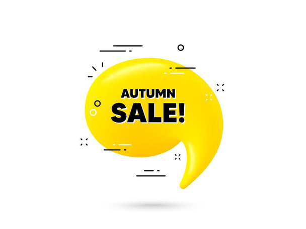 Autumn Sale text. Yellow 3d chat bubble. Special offer price sign. Advertising Discounts symbol. Autumn sale minimal talk balloon. 3d dialogue bubble with message. Vector - Vettoriali, immagini
