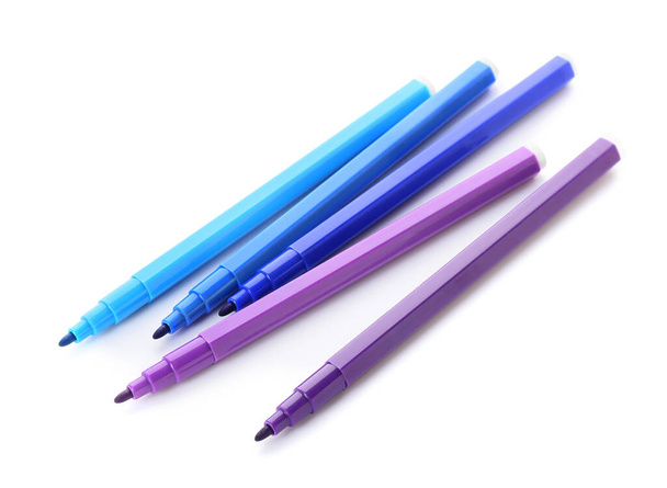 Colorful felt tip pens on white background - Photo, Image