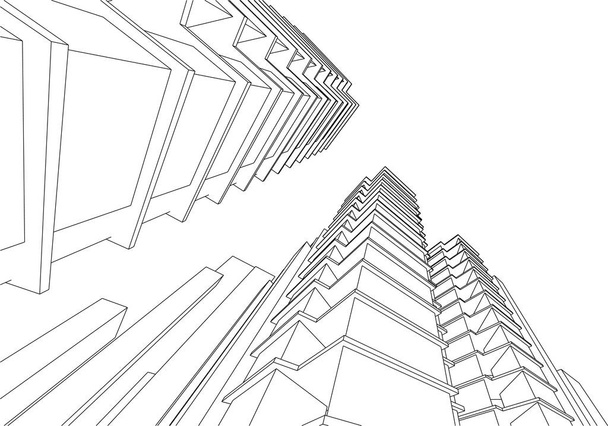 casas de la ciudad moderna torre 3d ilustración - Vector, Imagen