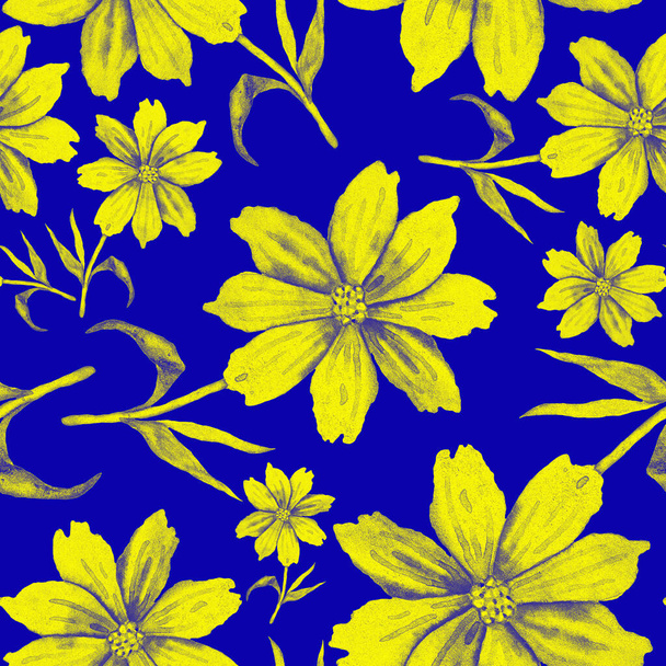 Watercolor seamless pattern with flowers. Vintage floral pattern. Flower seamless pattern. Botanical art. Floral botanical collection. Wedding floral set. Watercolor botanical design. - Foto, Imagem