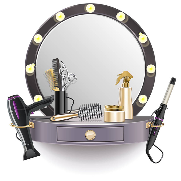 Vector Hairdressing Table isolated on white background - Вектор,изображение