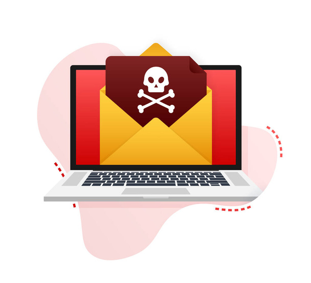 Kybernetický útok. Phishing s rybářským hákem, notebookem, internetovou bezpečností. Obrázek vektorové populace - Vektor, obrázek