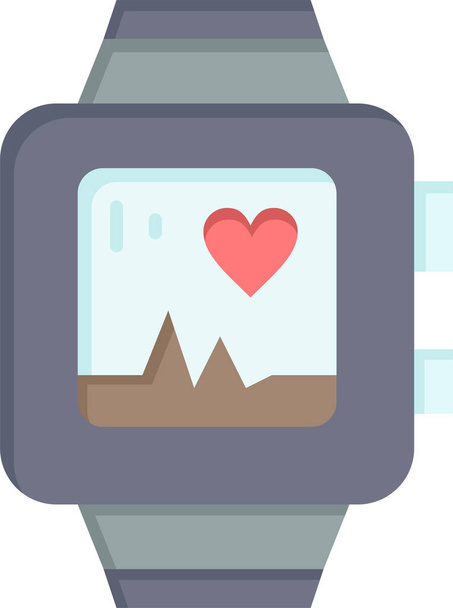 reloj de mano corazón amor icono en estilo plano - Vector, imagen