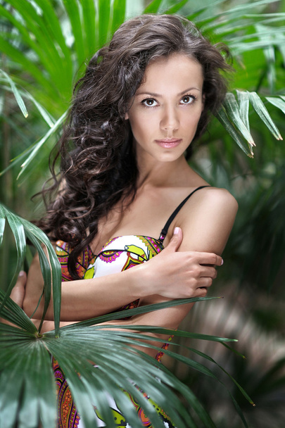 portrait of a beautiful young girl in a swimsuit - Фото, изображение