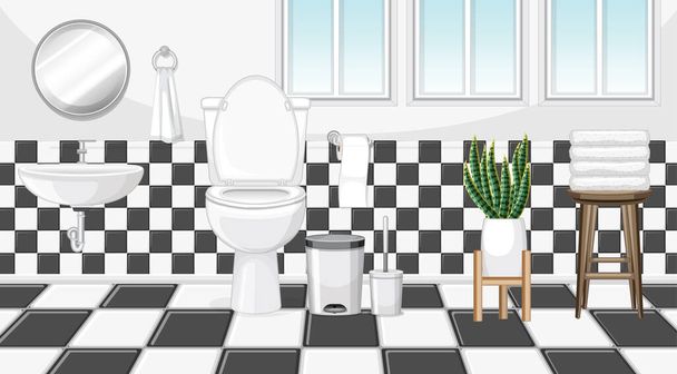 Kylpyhuoneen sisustus huonekalujen kuvituksella - Vektori, kuva