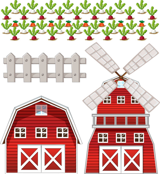 Farm element set isolated on white background illustration - Vector, Image