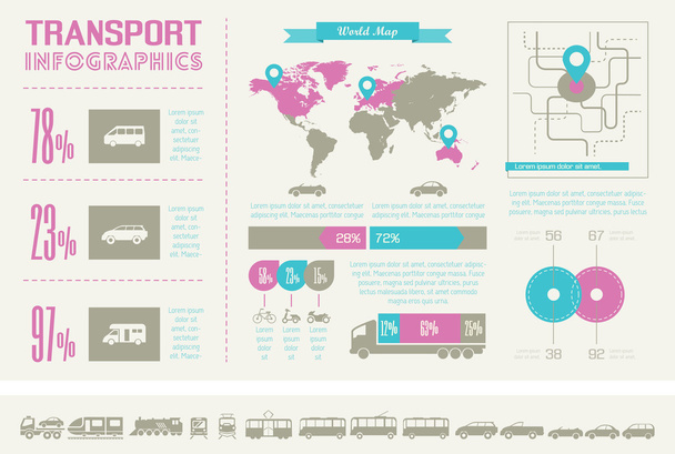 Transportation Infographic Template. - Vektör, Görsel