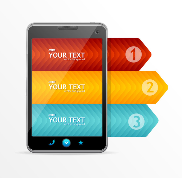 Vector smartphone with infographic option banner - Vektor, kép