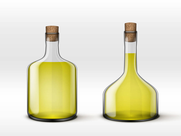 Alcohol Drink In Glass Carafe And Glass Bottles - Вектор,изображение