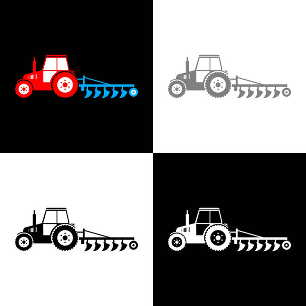 Juego de iconos de tractor, ilustración vectorial - Vector, imagen