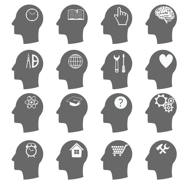 Thinking Heads Icons - Vetor, Imagem