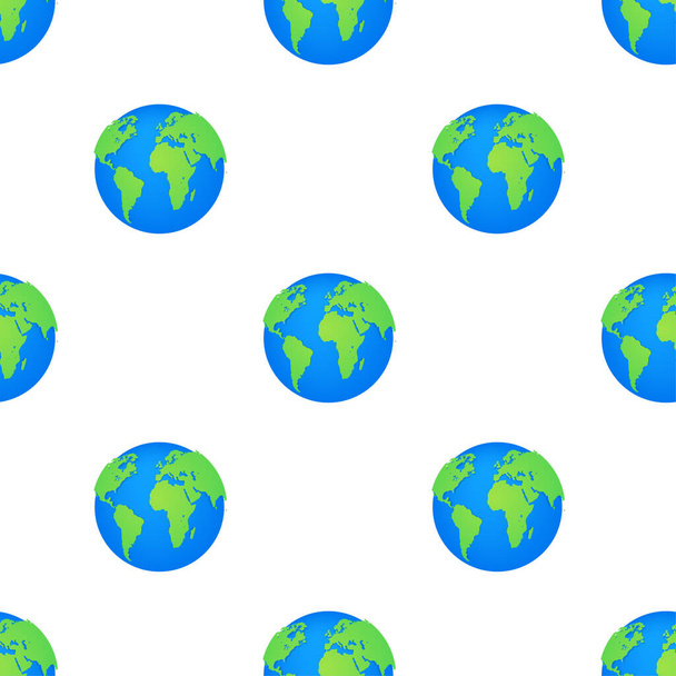 Earth globes pattern on white background. Flat planet Earth icon. Vector illustration. - Vektor, kép
