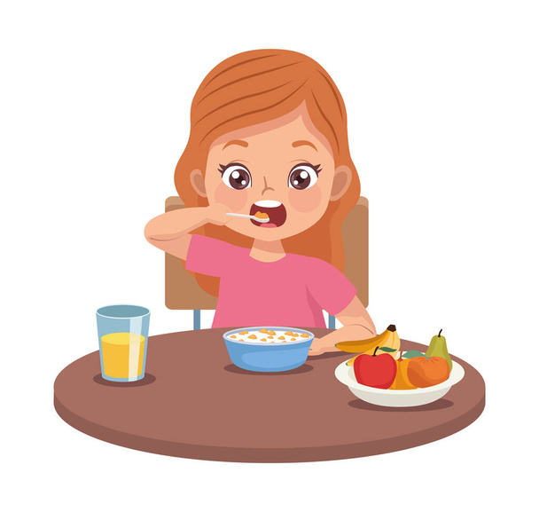 holčička snídá - Vektor, obrázek