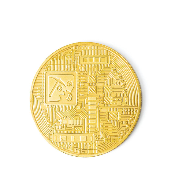 Bitcoin isolado no fundo branco, lado de trás - Foto, Imagem