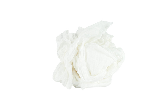 Crumpled tissue paper isolated white background. - Photo, Image