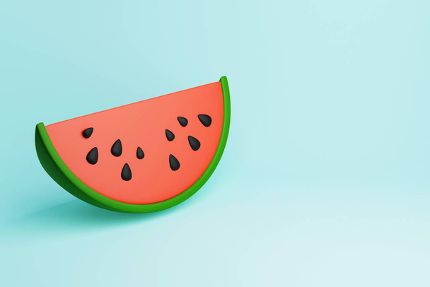 Slice of red watermelon with seeds, 3D render - Foto, imagen