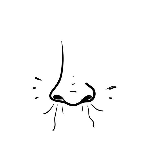 ručně kreslené čmáranice nos smysl vůně ilustrace ikona izolované - Vektor, obrázek