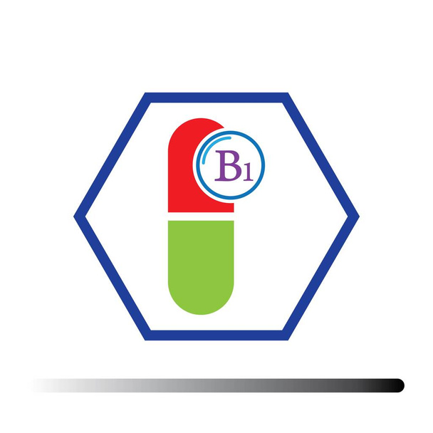 Witamina B1. Symbol zdrowia medycznego tiaminy. Naturalna chemiczna witamina b1 - Wektor, obraz